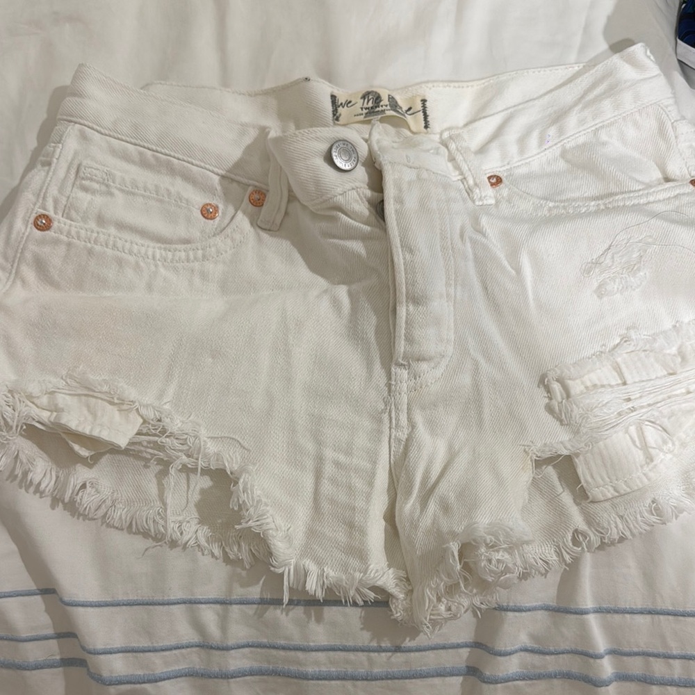 We The Free White Distressed Jean Shorts